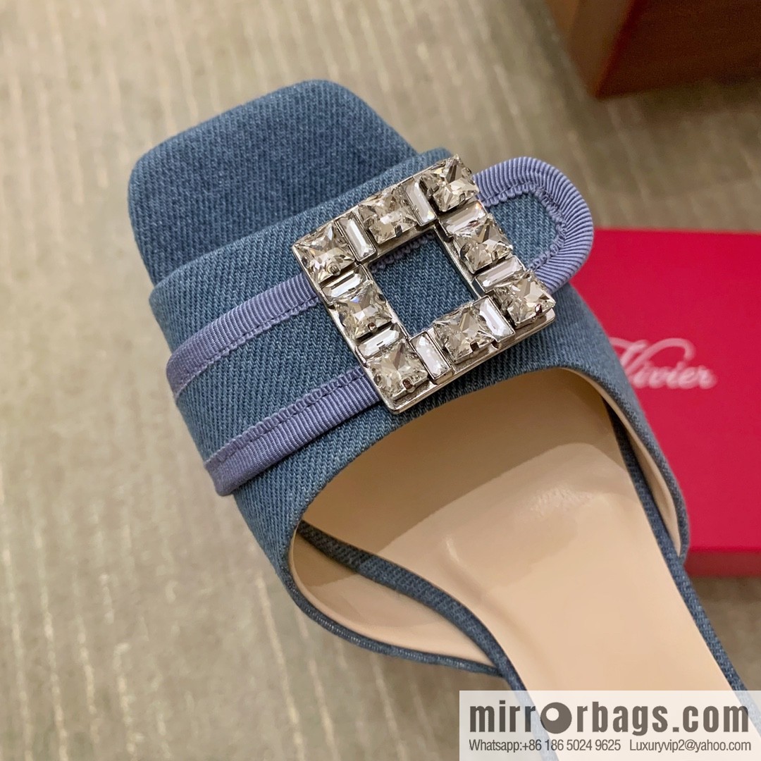 [Roger Vivier purchasing level] Muller sandals Très Vivier series RV diamond buckle Muller thick heel slippers