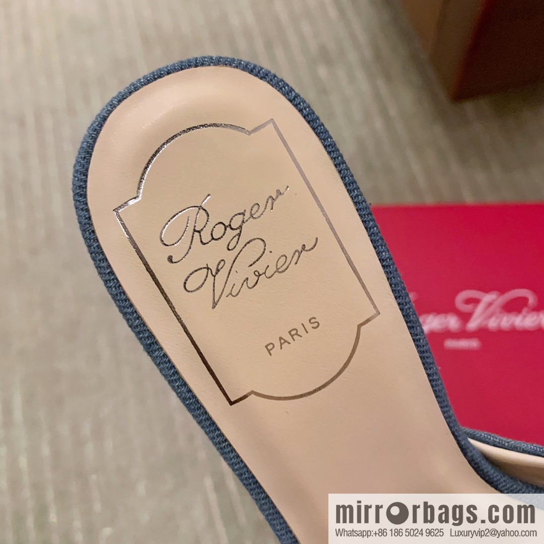 [Roger Vivier purchasing level] Muller sandals Très Vivier series RV diamond buckle Muller thick heel slippers