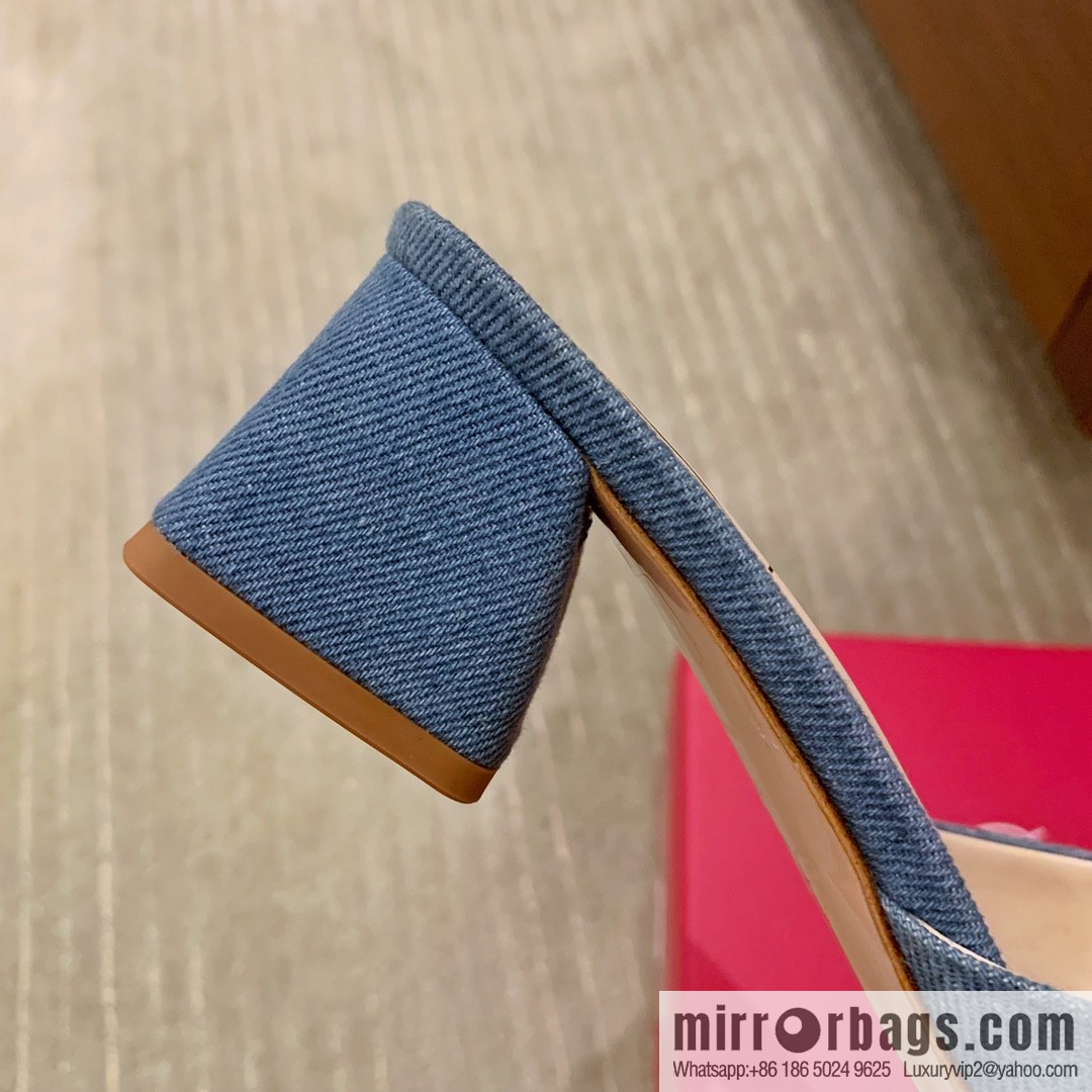 [Roger Vivier purchasing level] Muller sandals Très Vivier series RV diamond buckle Muller thick heel slippers
