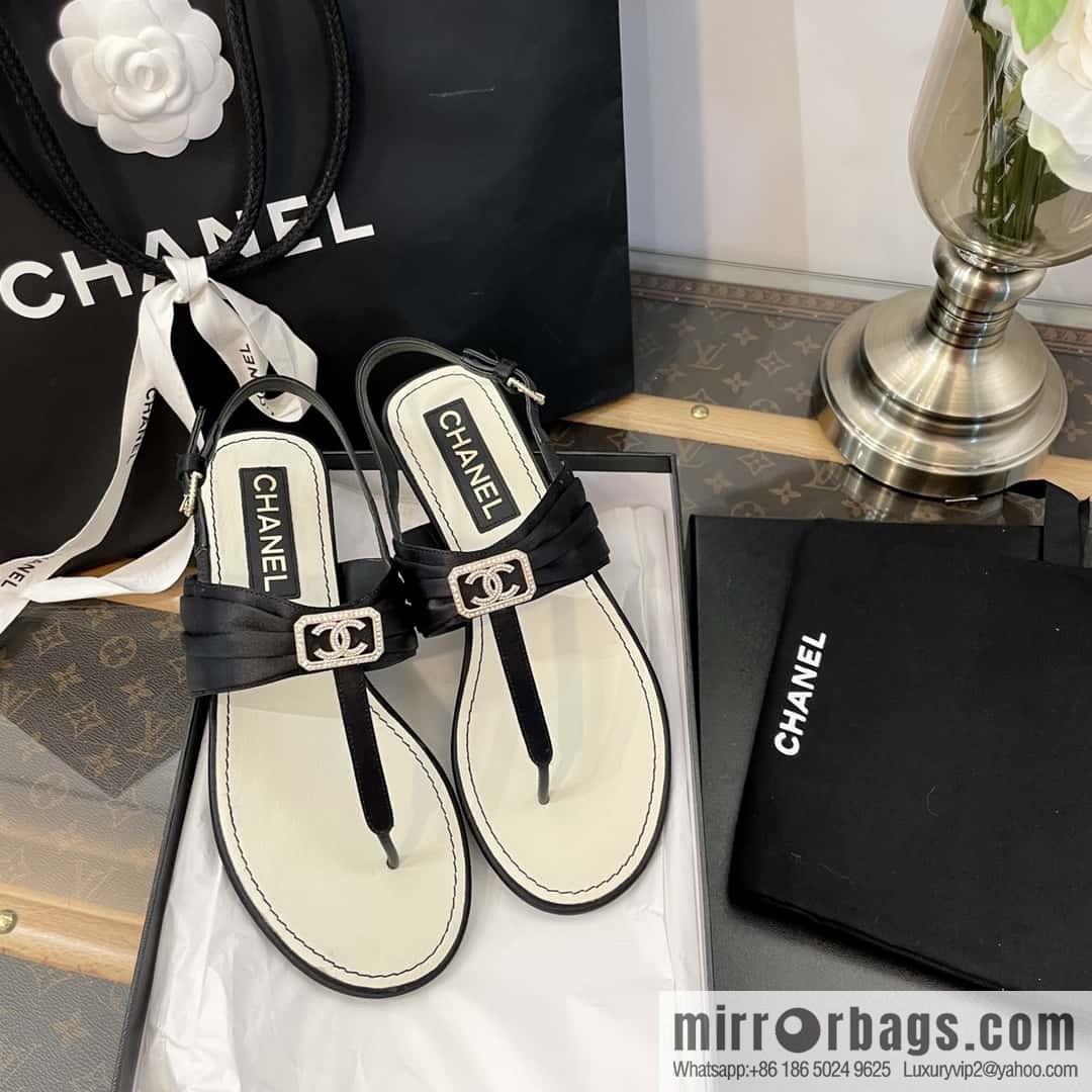 Purchasing grade 𝗖𝗛*𝗔𝗡𝗟| Xiaoxiang Satin water brick buckle, foot sandals