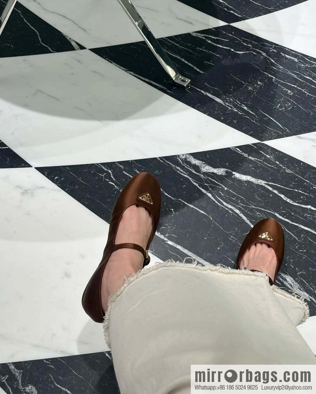 PRADA Silk satin flat, Mary Jane ballet shoes