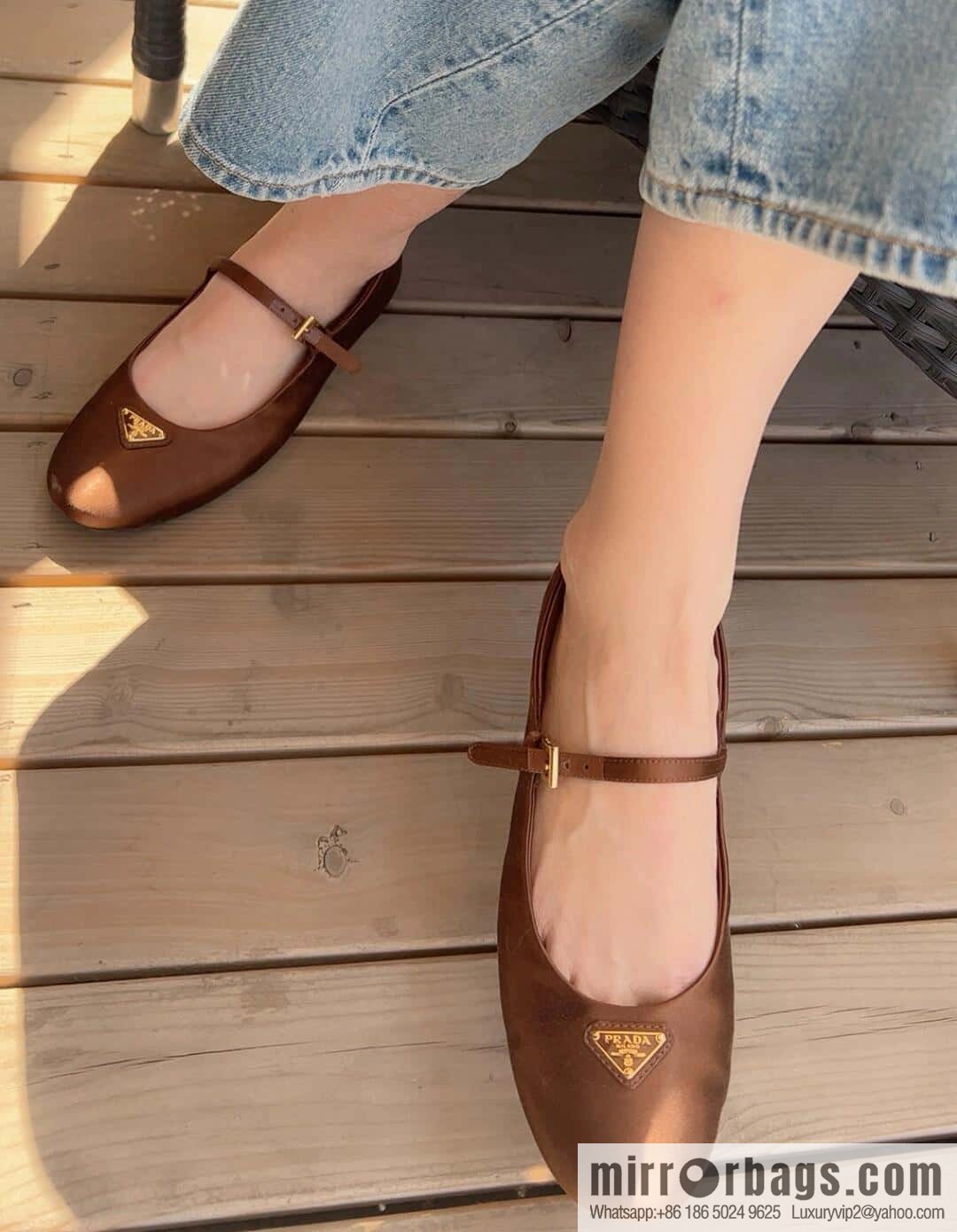 PRADA Silk satin flat, Mary Jane ballet shoes