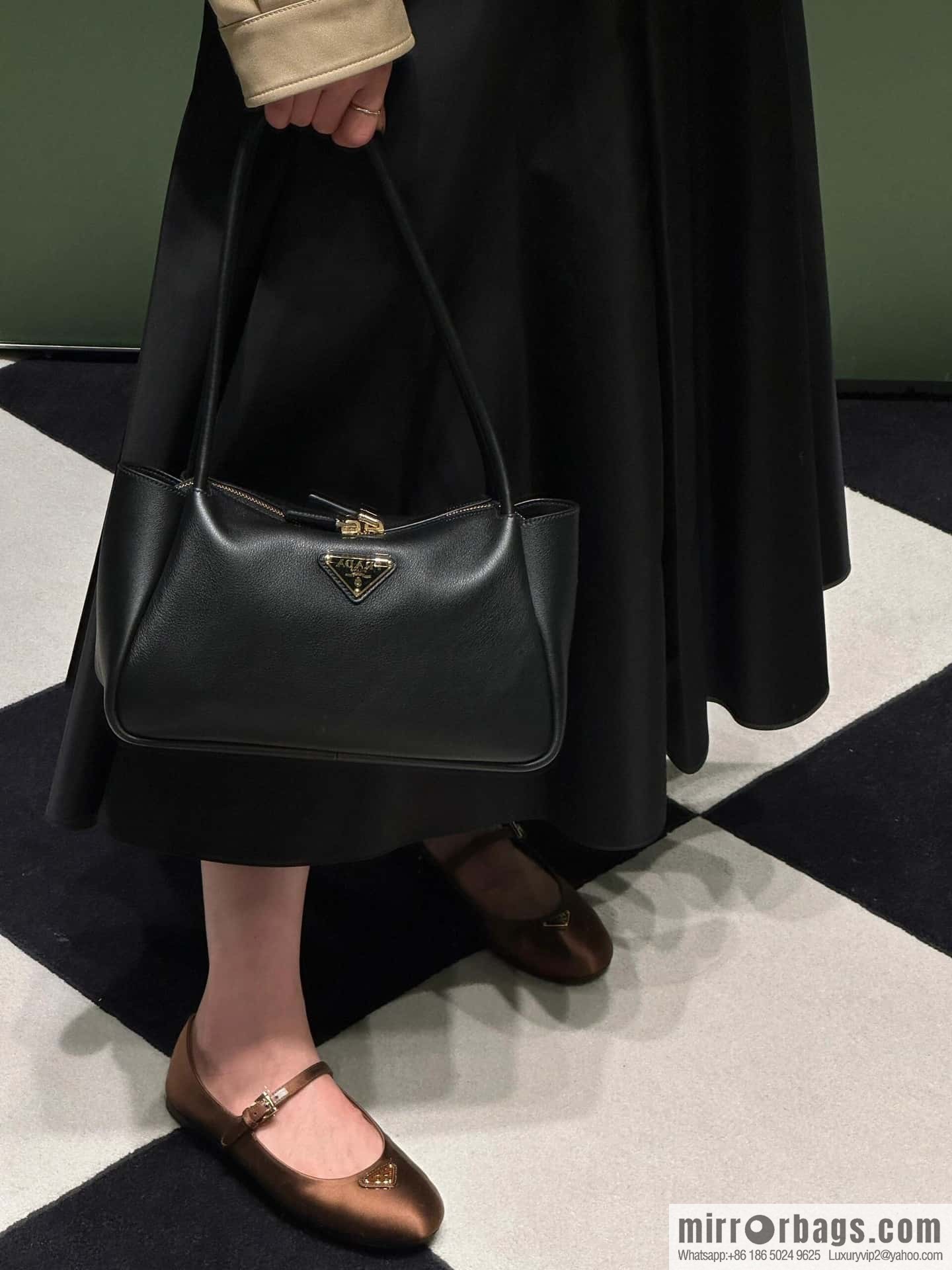 PRADA Silk satin flat, Mary Jane ballet shoes