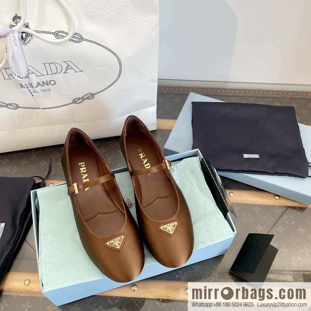 PRADA Silk satin flat, Mary Jane ballet shoes