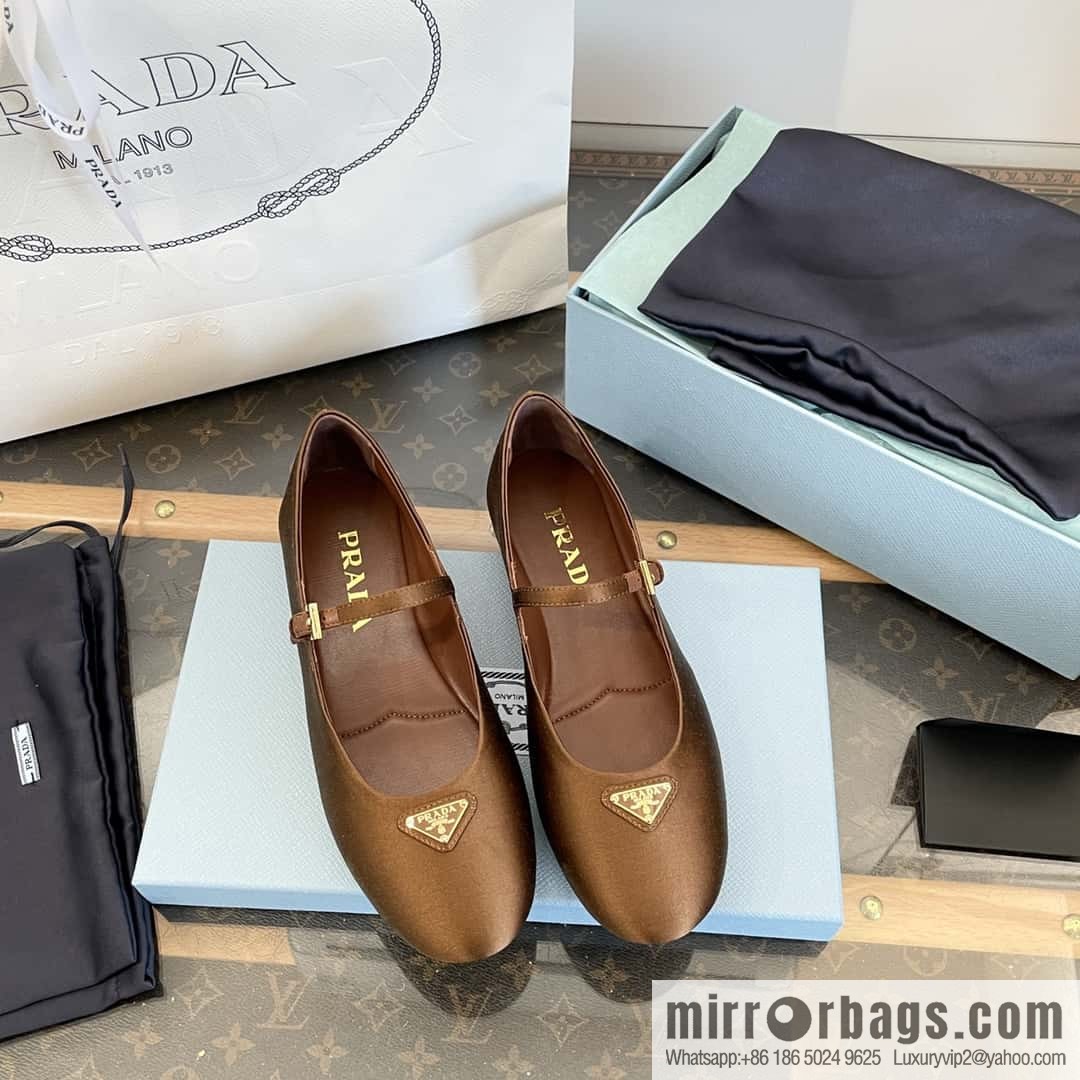 PRADA Silk satin flat, Mary Jane ballet shoes