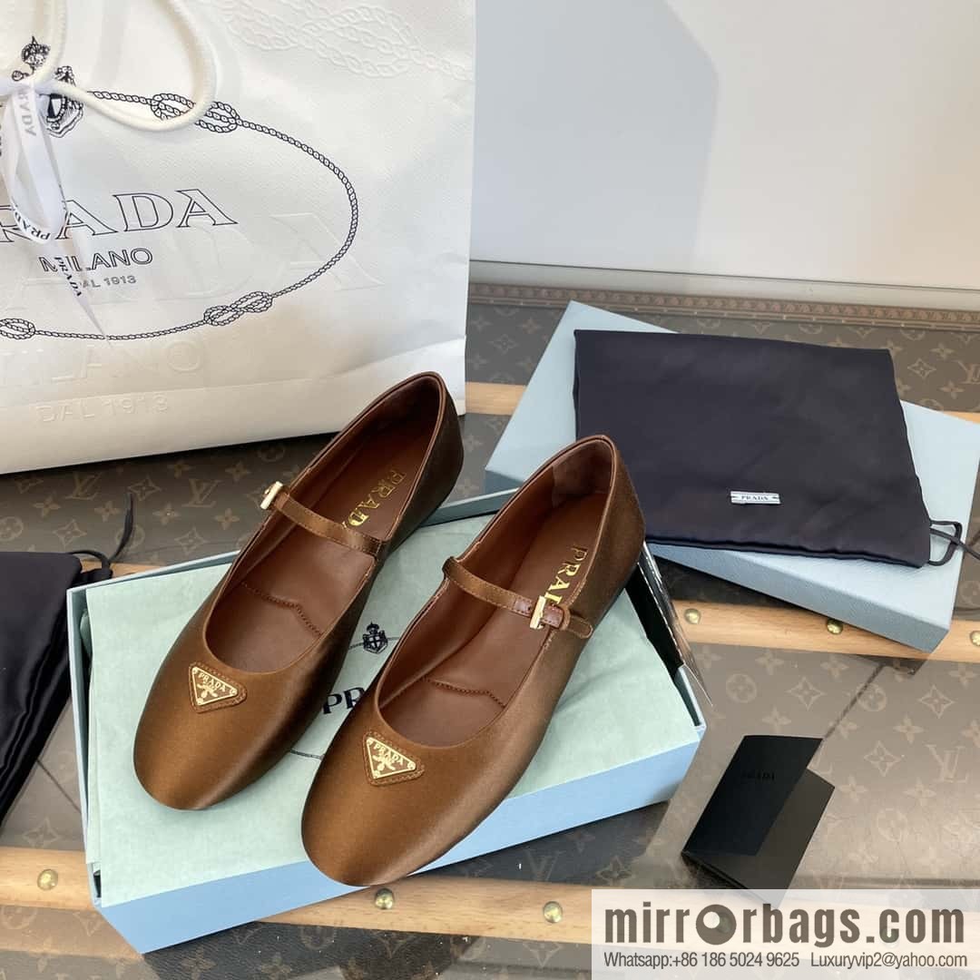 PRADA Silk satin flat, Mary Jane ballet shoes