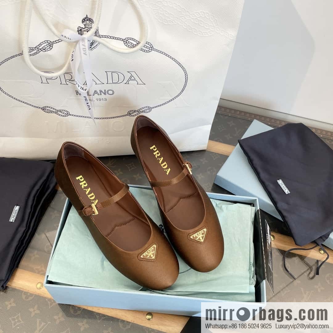 PRADA Silk satin flat, Mary Jane ballet shoes