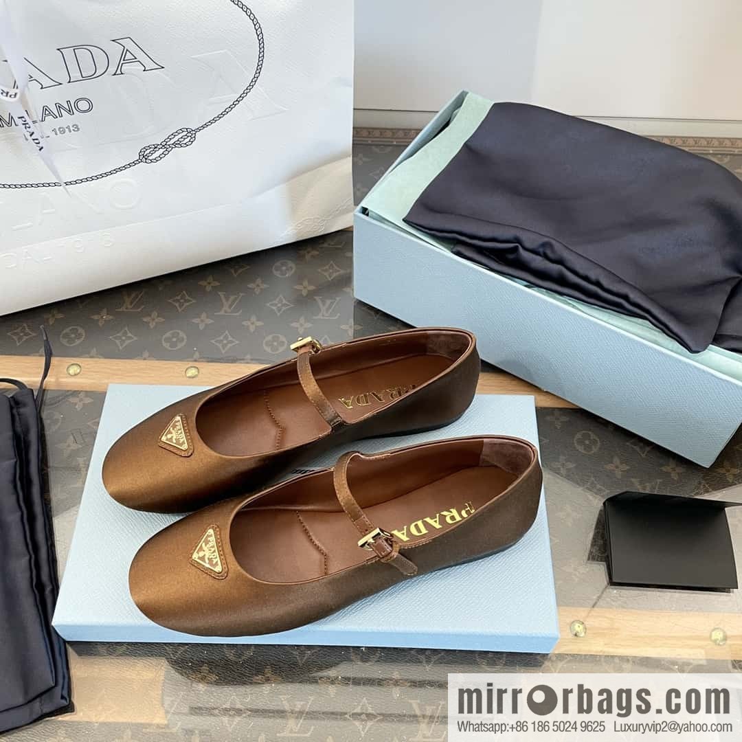 PRADA Silk satin flat, Mary Jane ballet shoes