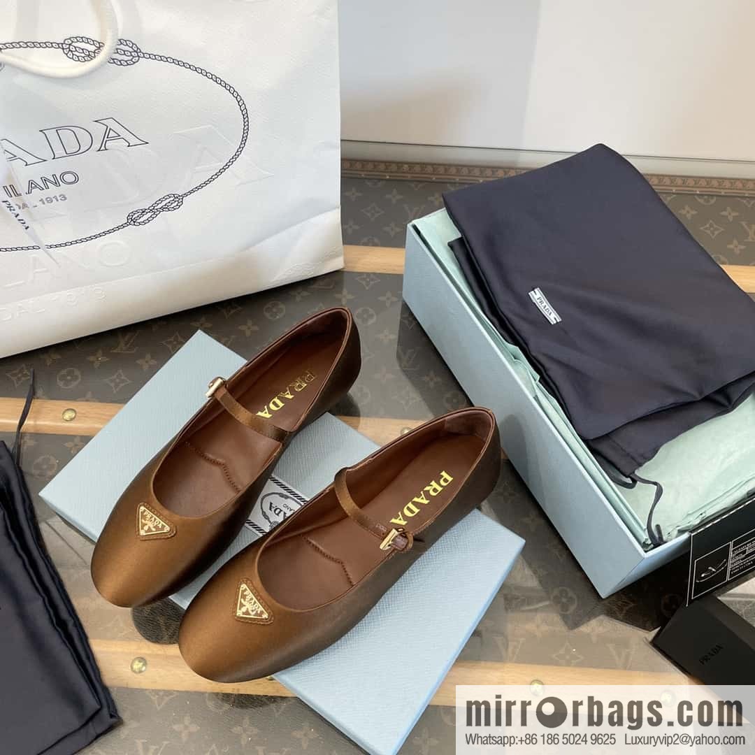 PRADA Silk satin flat, Mary Jane ballet shoes
