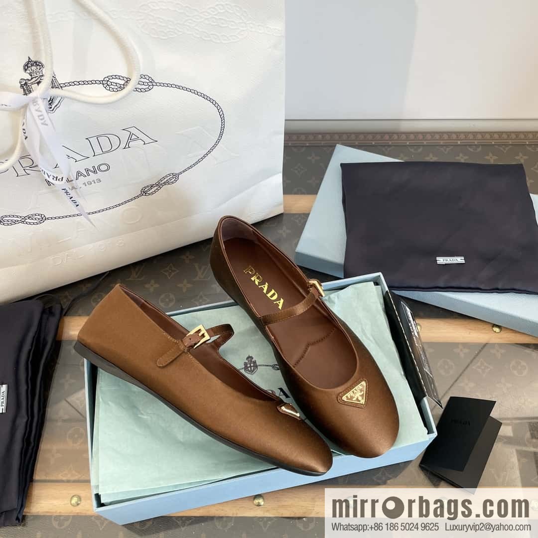 PRADA Silk satin flat, Mary Jane ballet shoes