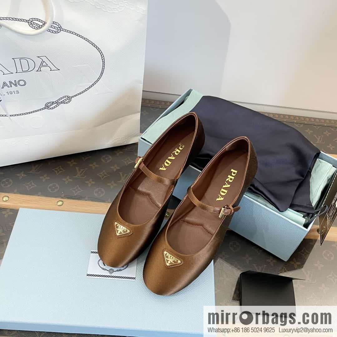 PRADA Silk satin flat, Mary Jane ballet shoes