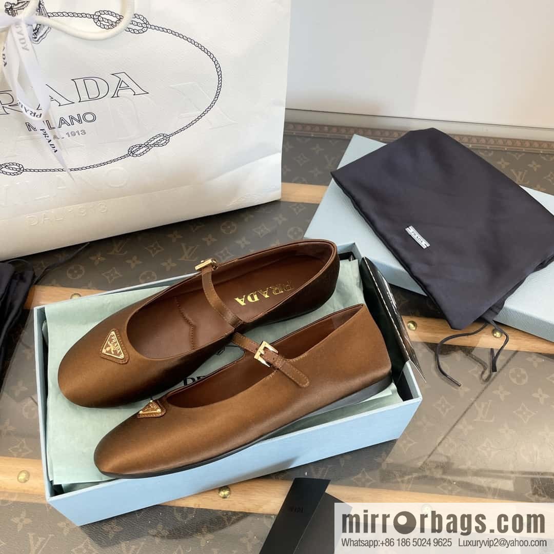 PRADA Silk satin flat, Mary Jane ballet shoes