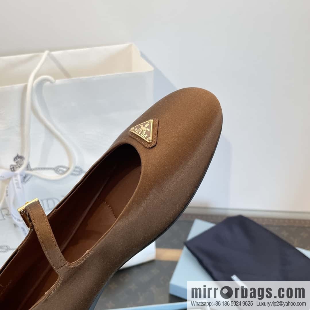 PRADA Silk satin flat, Mary Jane ballet shoes