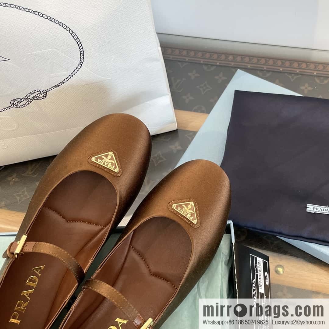 PRADA Silk satin flat, Mary Jane ballet shoes