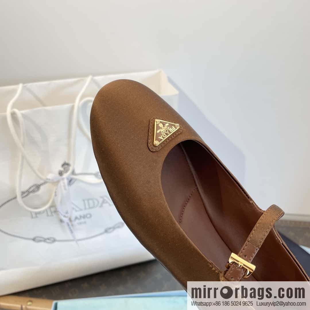 PRADA Silk satin flat, Mary Jane ballet shoes