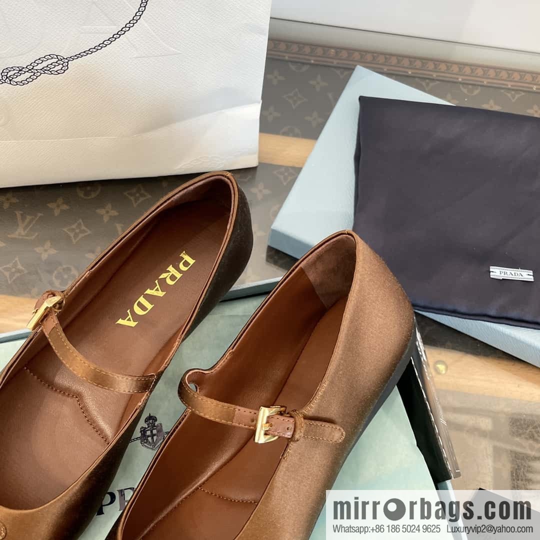PRADA Silk satin flat, Mary Jane ballet shoes