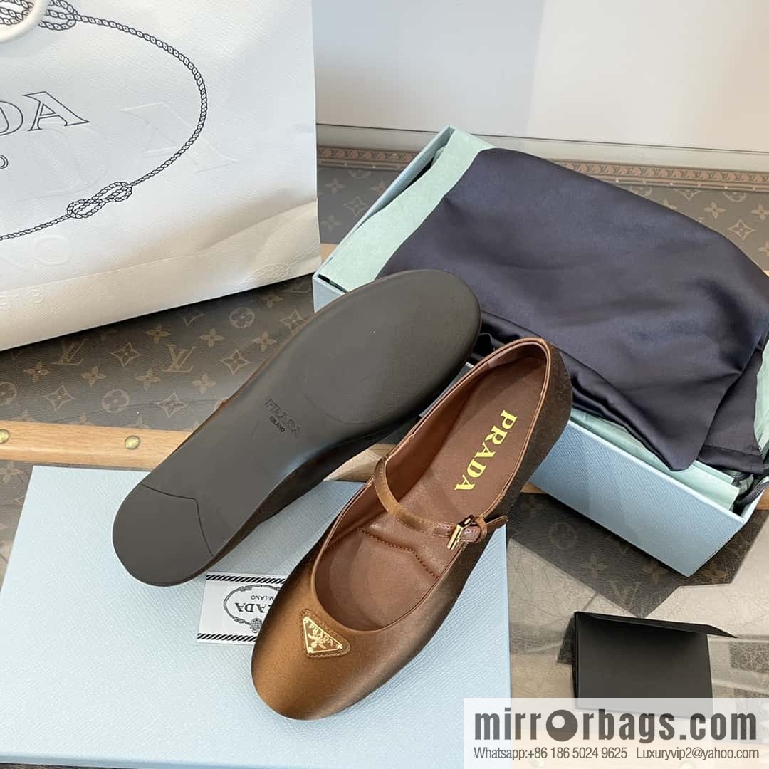 PRADA Silk satin flat, Mary Jane ballet shoes