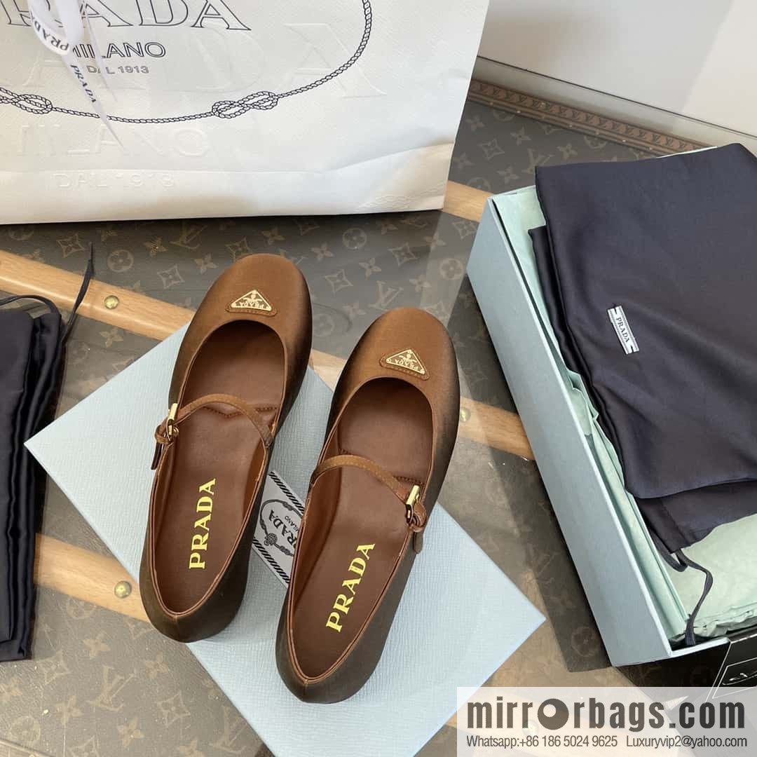 PRADA Silk satin flat, Mary Jane ballet shoes
