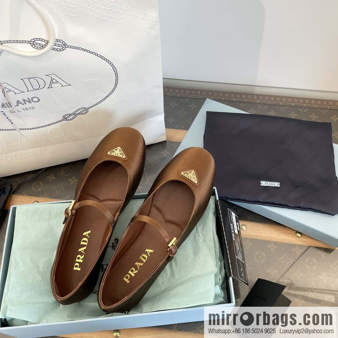 PRADA Silk satin flat, Mary Jane ballet shoes
