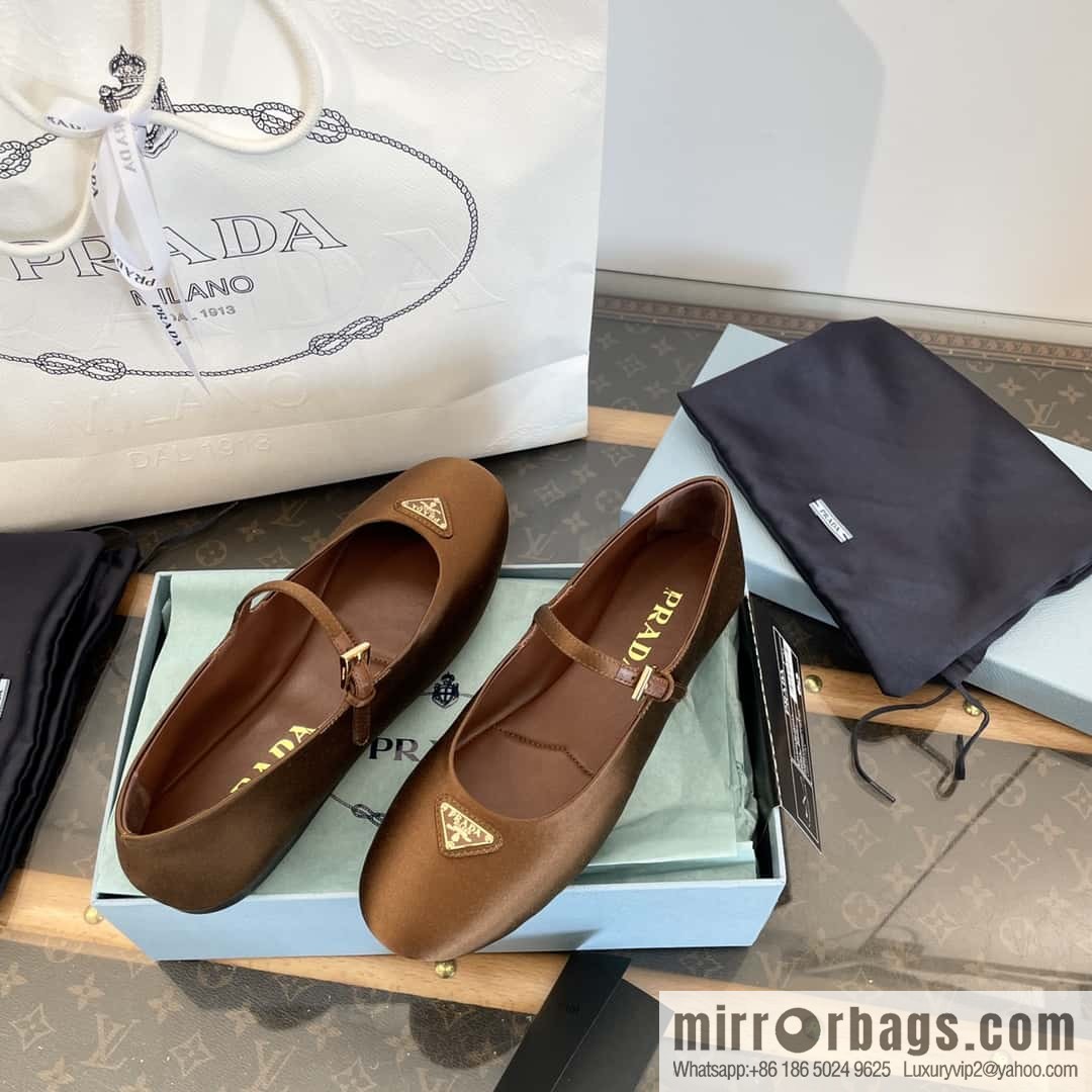 PRADA Silk satin flat, Mary Jane ballet shoes