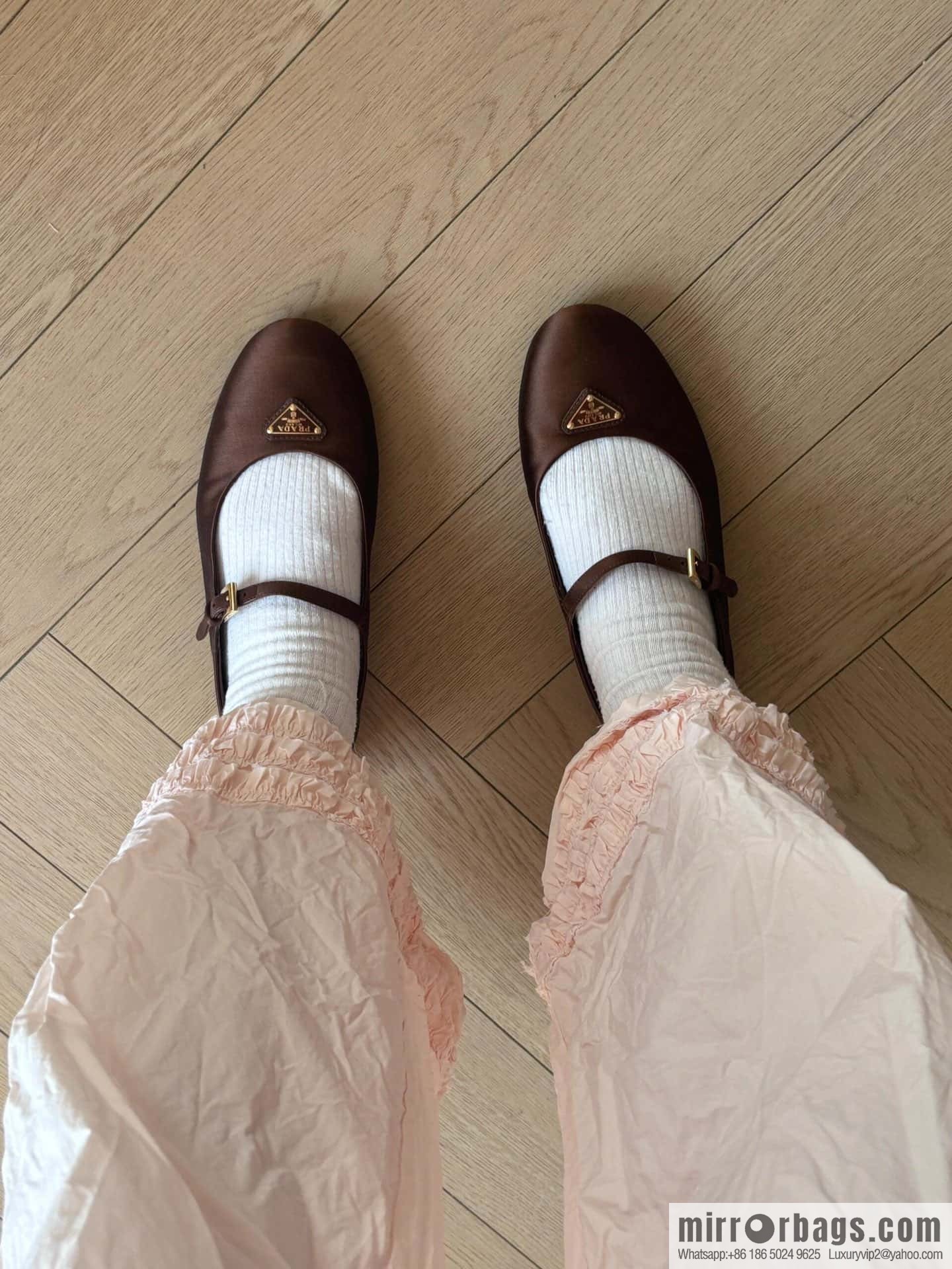 PRADA Silk satin flat, Mary Jane ballet shoes