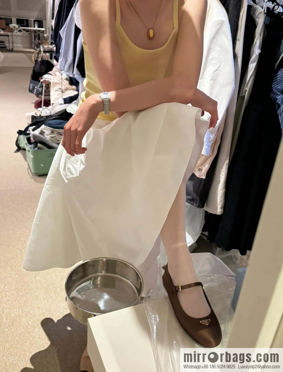 PRADA Silk satin flat, Mary Jane ballet shoes