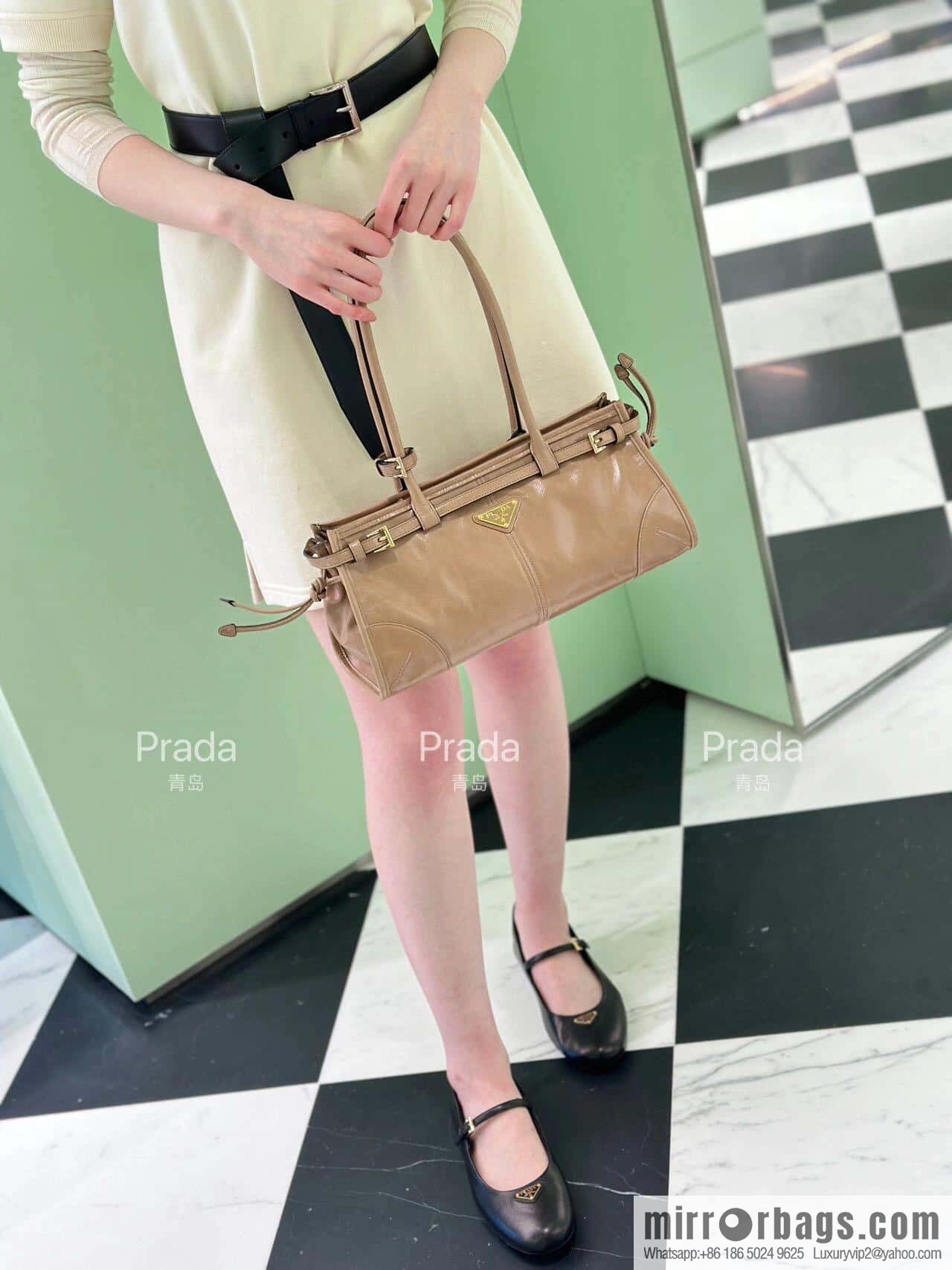 PRADA Silk satin flat, Mary Jane ballet shoes