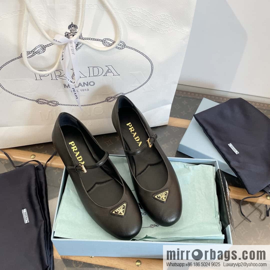 PRADA Silk satin flat, Mary Jane ballet shoes