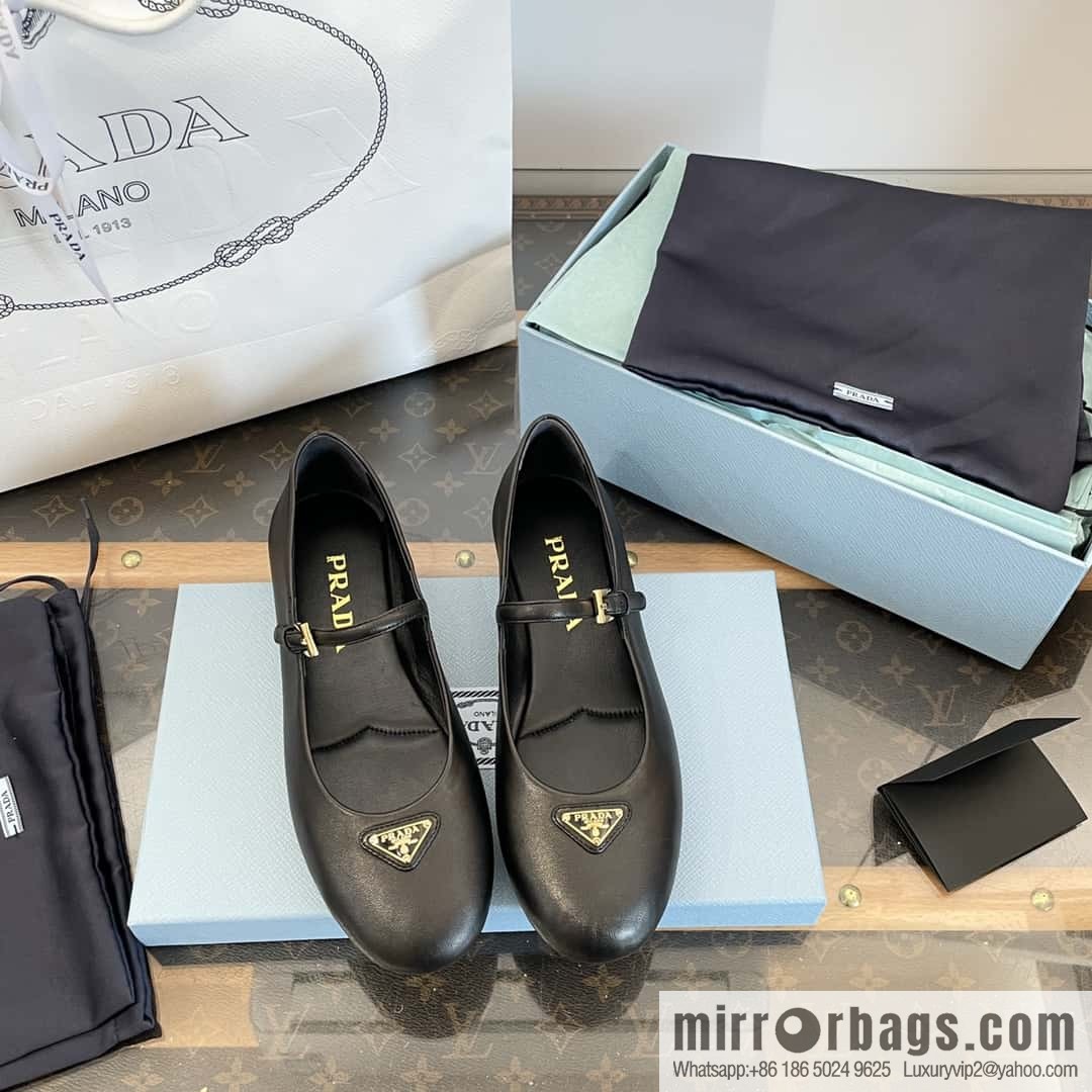 PRADA Silk satin flat, Mary Jane ballet shoes
