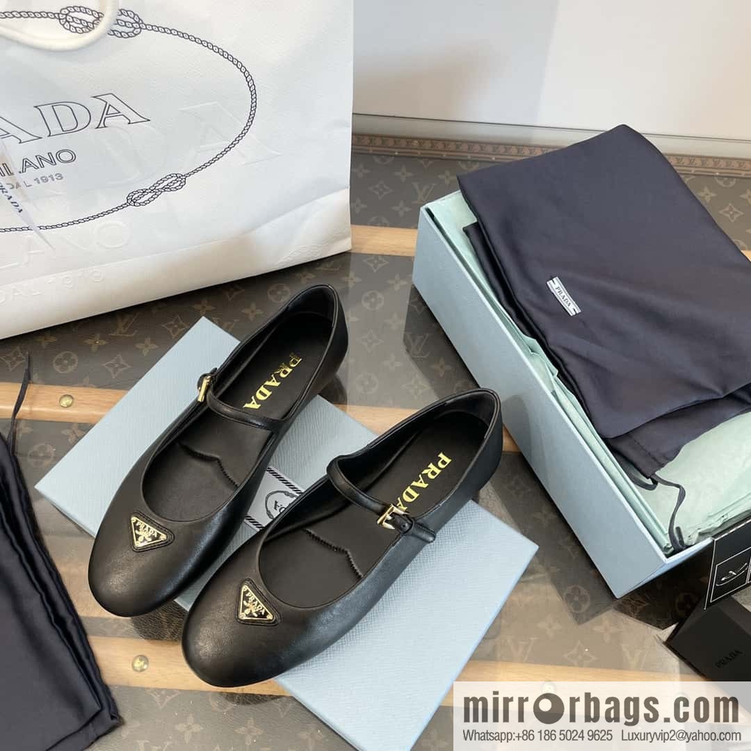 PRADA Silk satin flat, Mary Jane ballet shoes