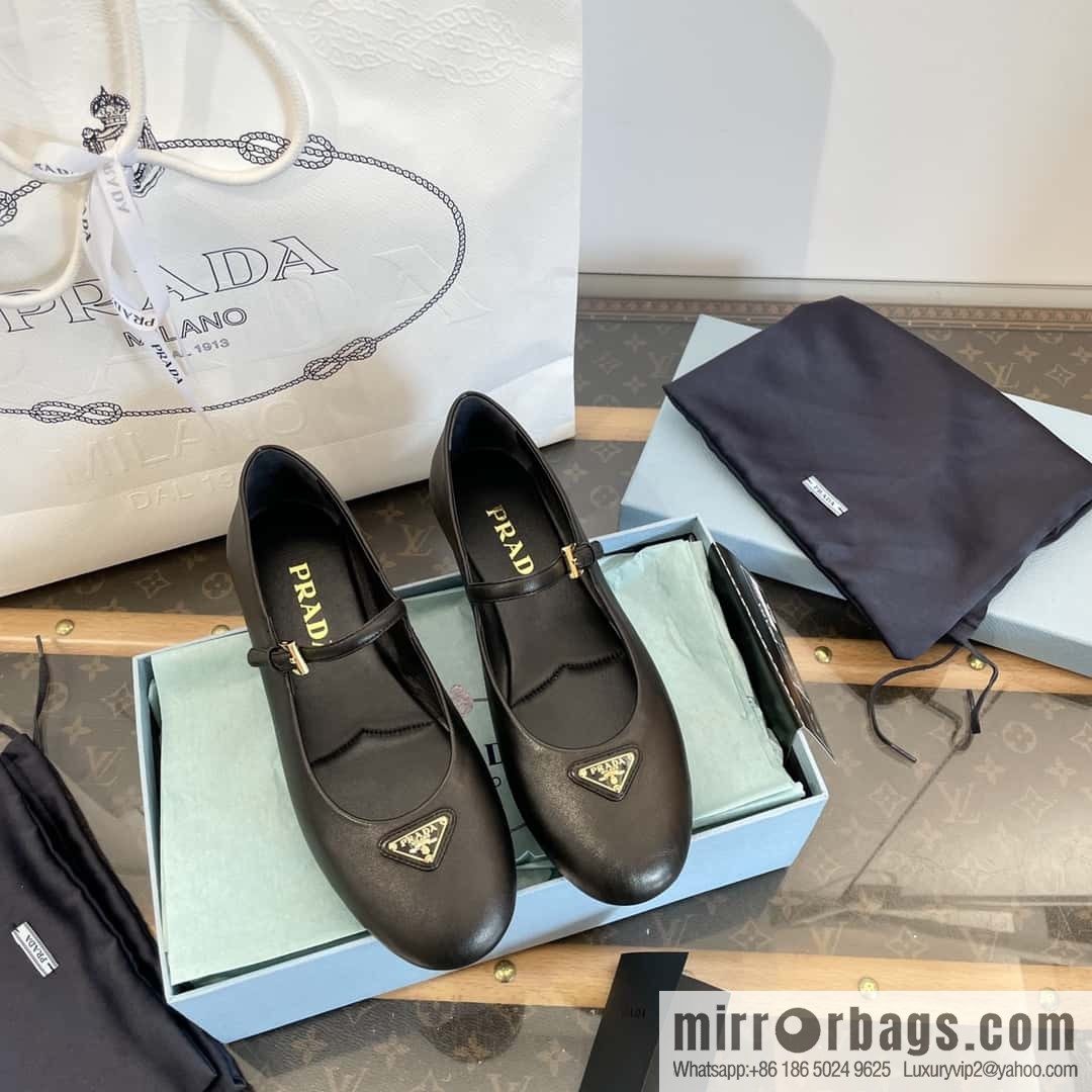 PRADA Silk satin flat, Mary Jane ballet shoes