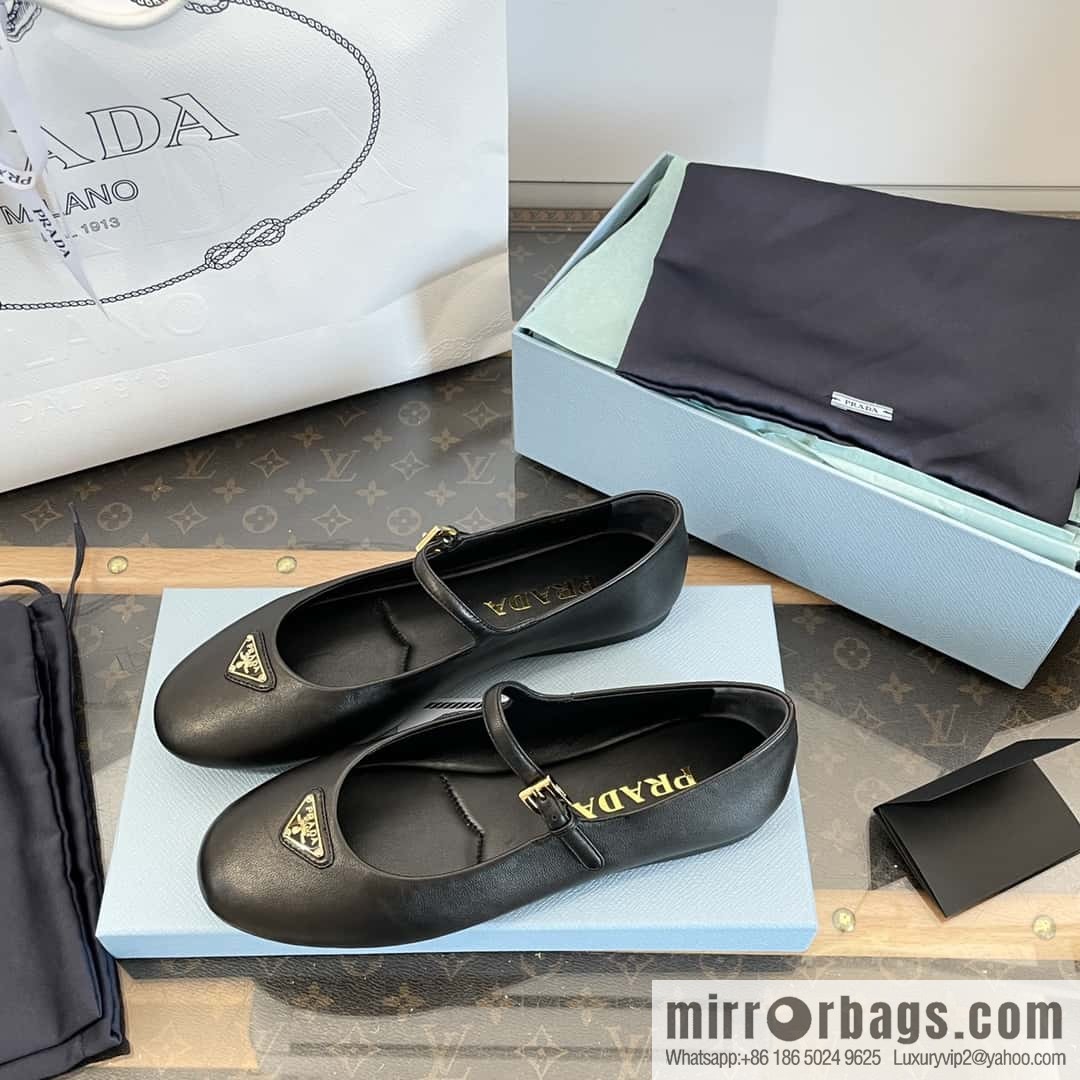 PRADA Silk satin flat, Mary Jane ballet shoes
