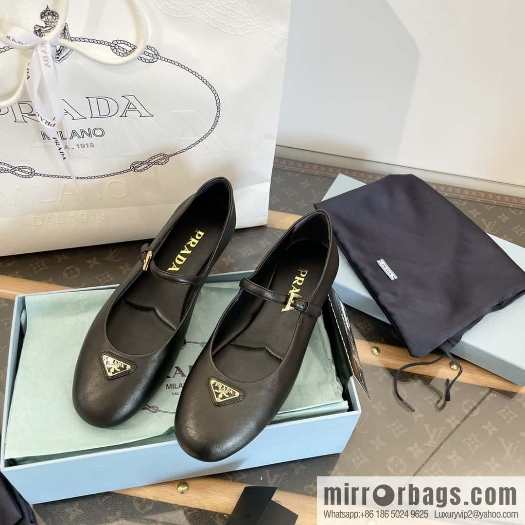 PRADA Silk satin flat, Mary Jane ballet shoes