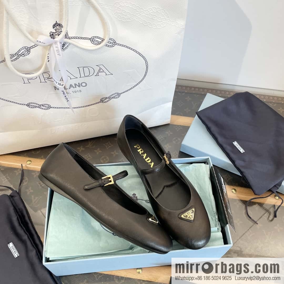 PRADA Silk satin flat, Mary Jane ballet shoes