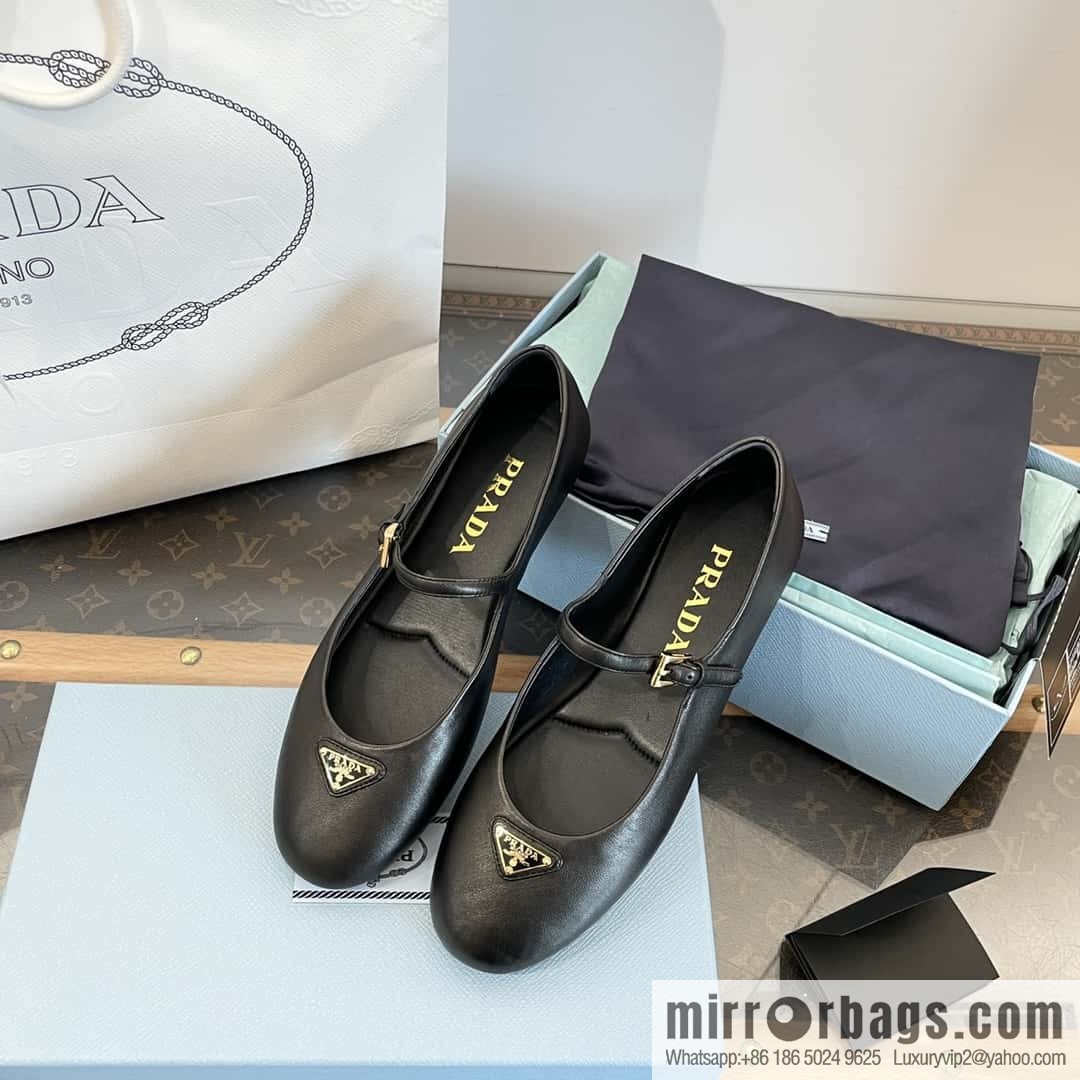 PRADA Silk satin flat, Mary Jane ballet shoes