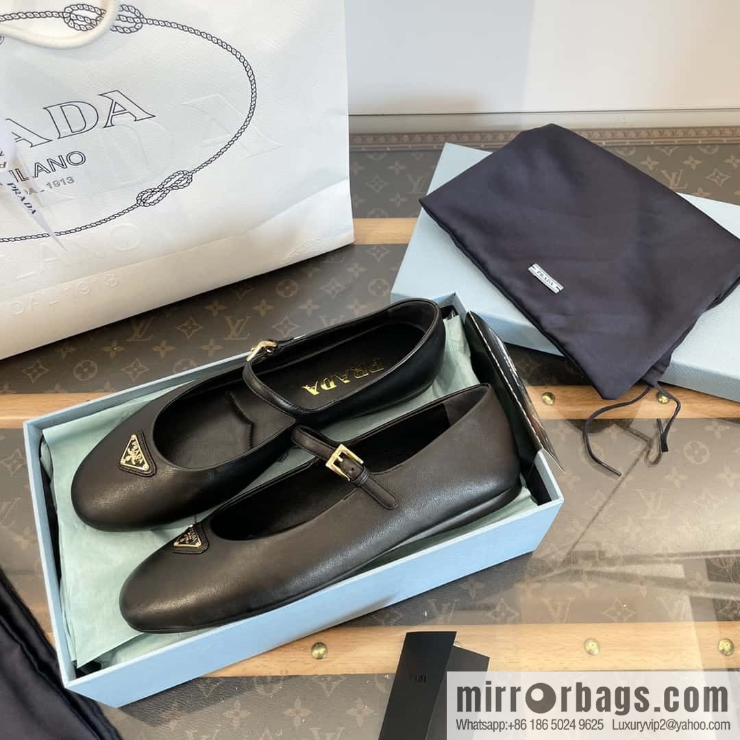 PRADA Silk satin flat, Mary Jane ballet shoes