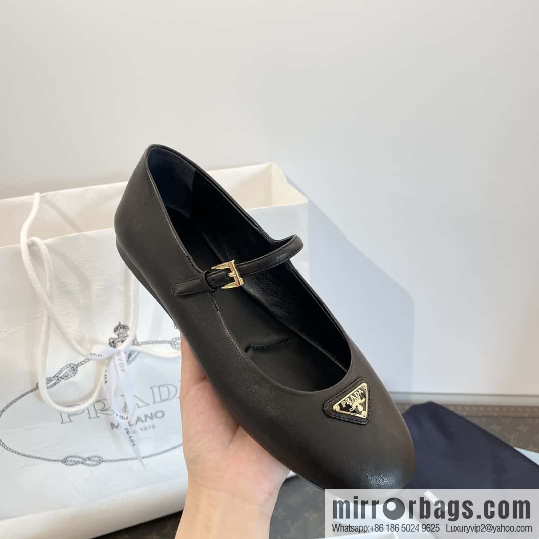 PRADA Silk satin flat, Mary Jane ballet shoes