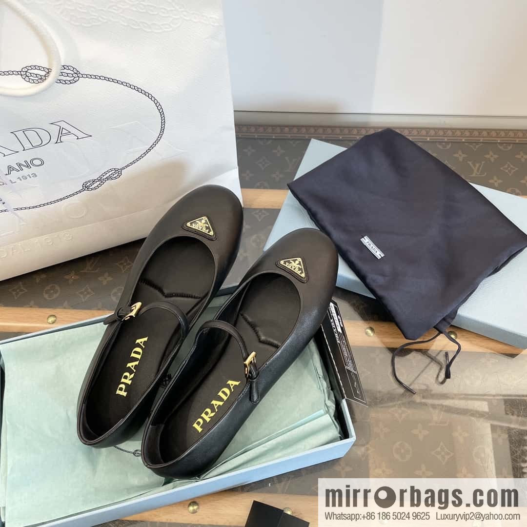 PRADA Silk satin flat, Mary Jane ballet shoes
