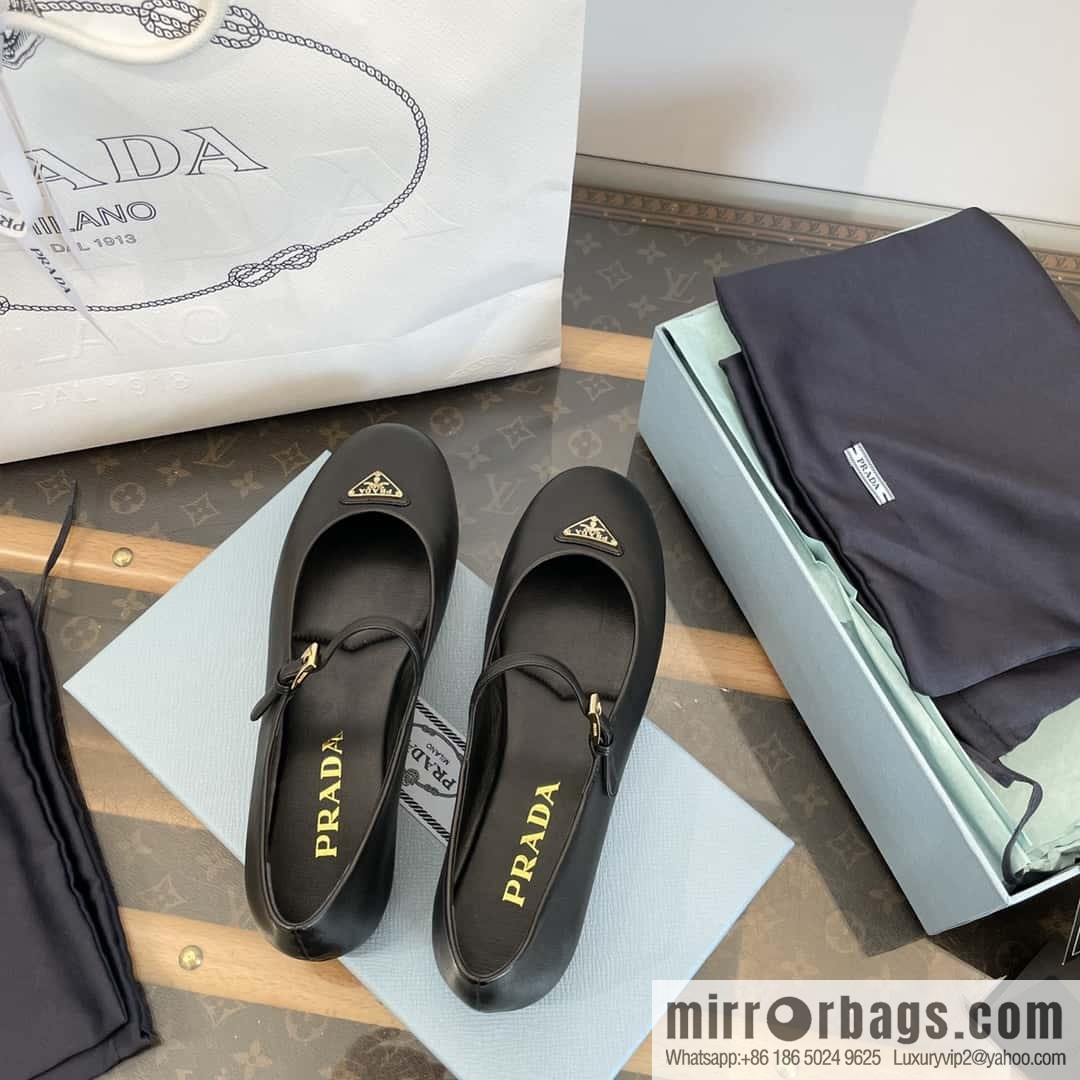 PRADA Silk satin flat, Mary Jane ballet shoes