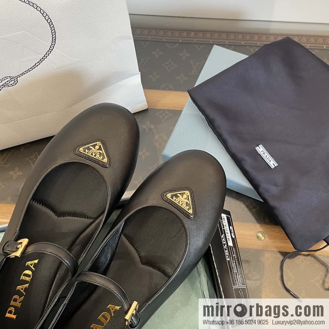 PRADA Silk satin flat, Mary Jane ballet shoes