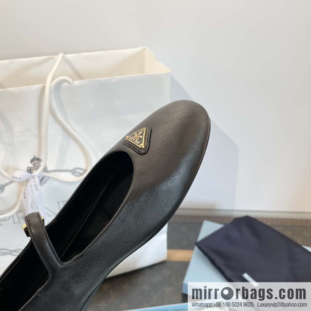 PRADA Silk satin flat, Mary Jane ballet shoes