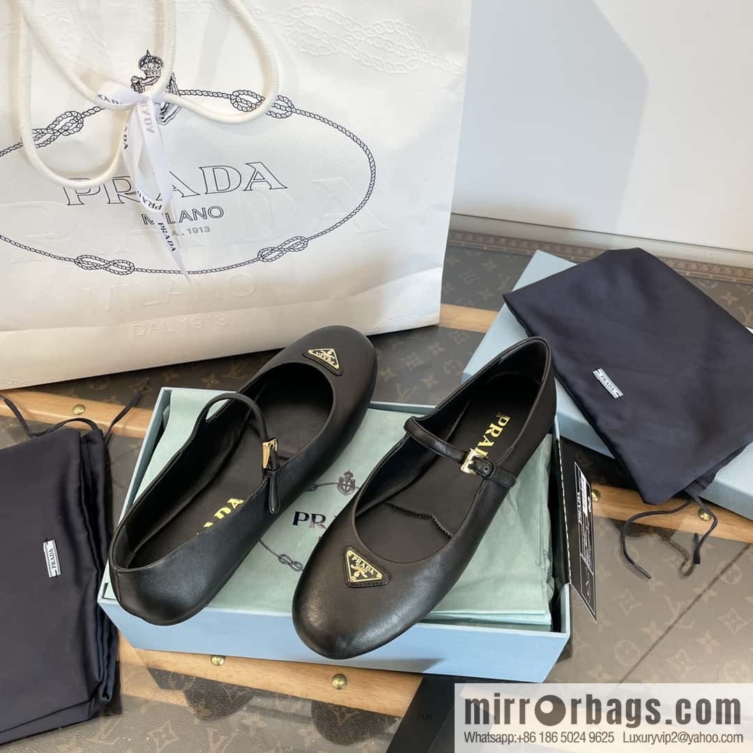 PRADA Silk satin flat, Mary Jane ballet shoes