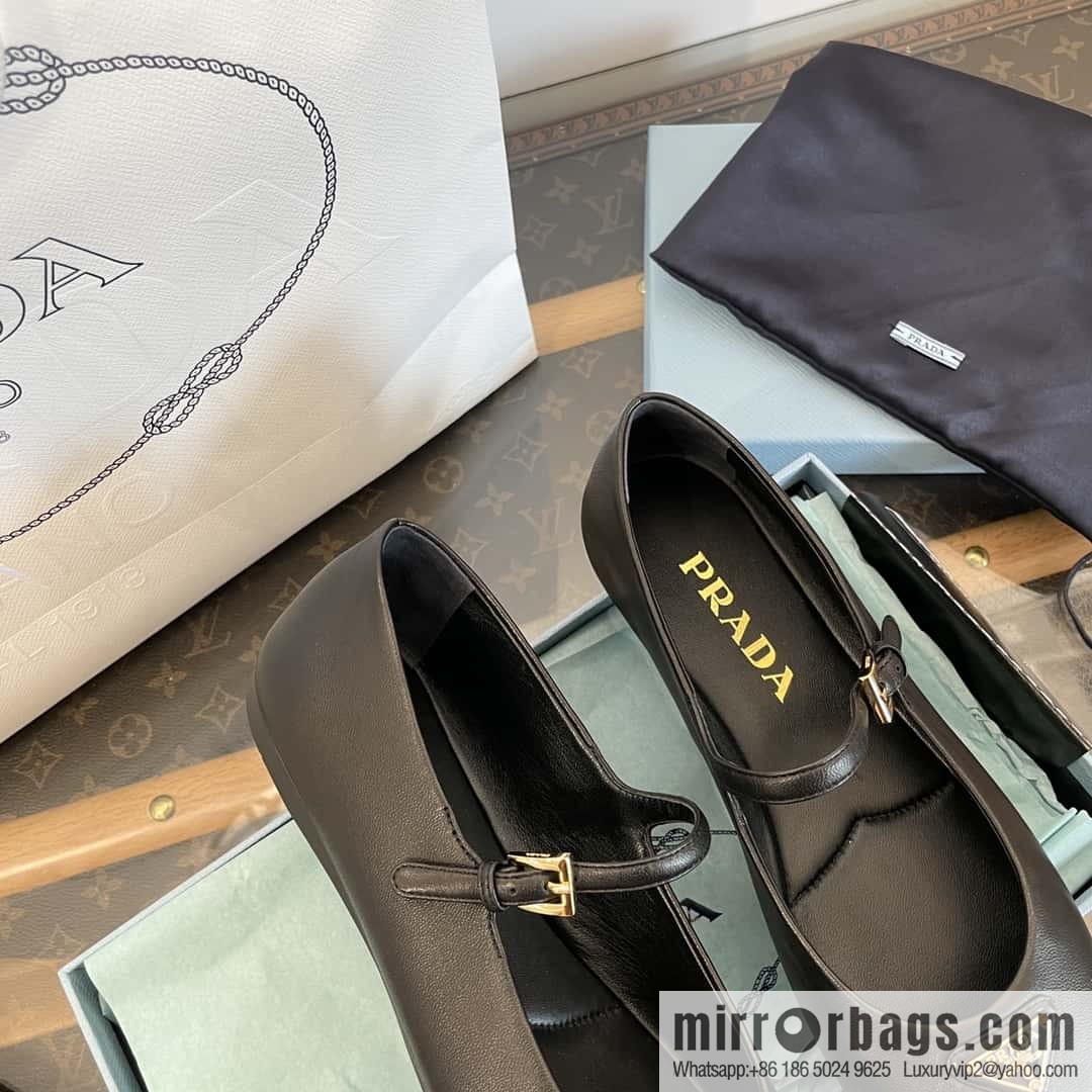PRADA Silk satin flat, Mary Jane ballet shoes