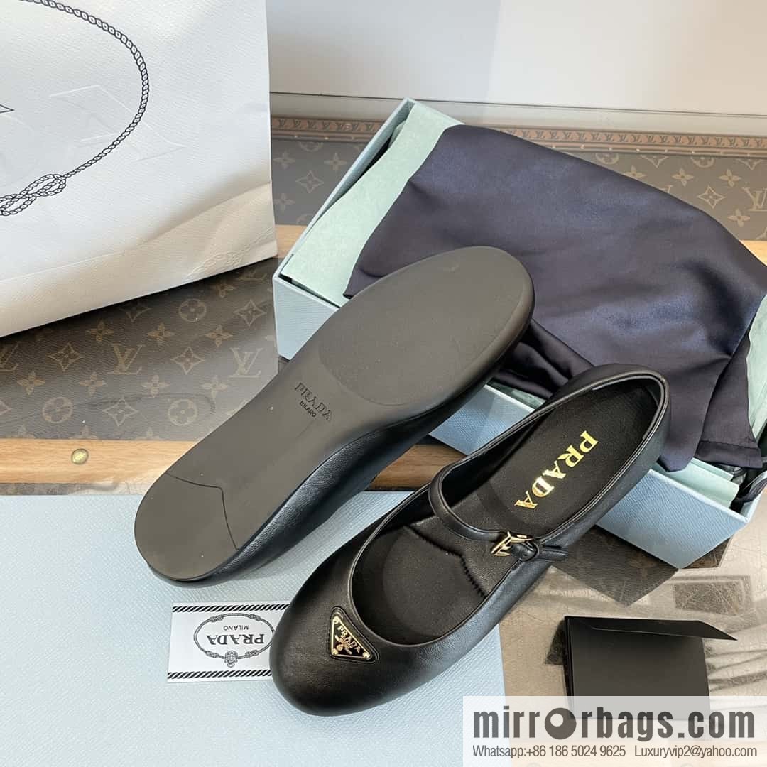 PRADA Silk satin flat, Mary Jane ballet shoes