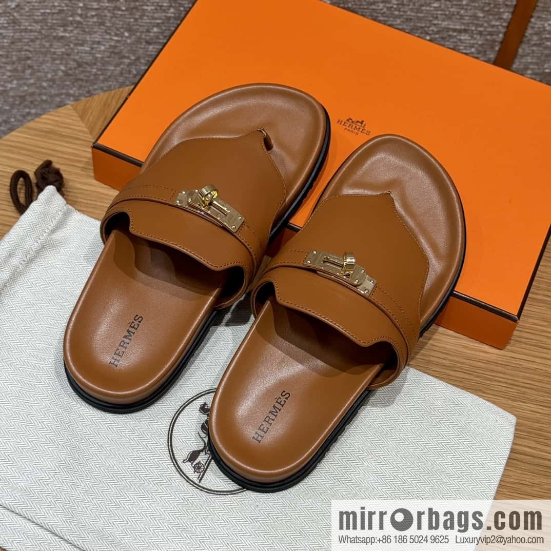 HERMES 258 Empire tow, calfskin/calfskin brown/brown