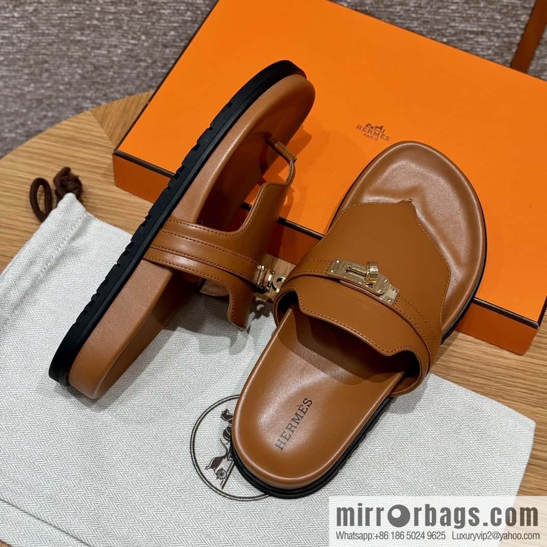 HERMES 258 Empire tow, calfskin/calfskin brown/brown