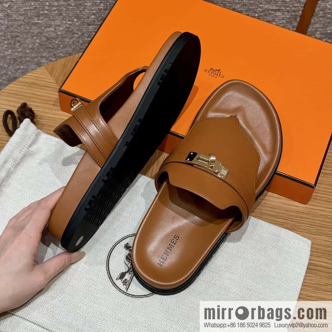HERMES 258 Empire tow, calfskin/calfskin brown/brown