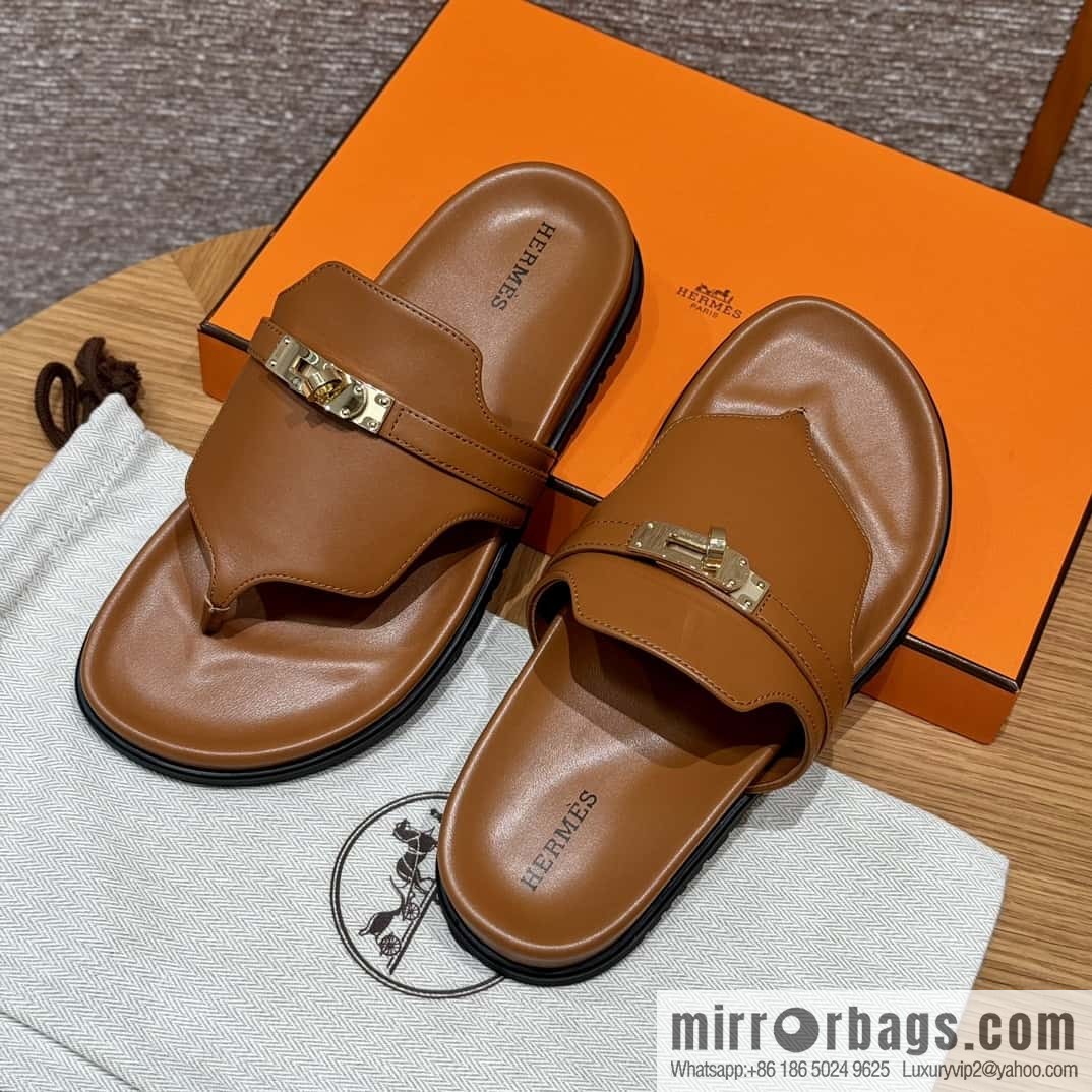 HERMES 258 Empire tow, calfskin/calfskin brown/brown