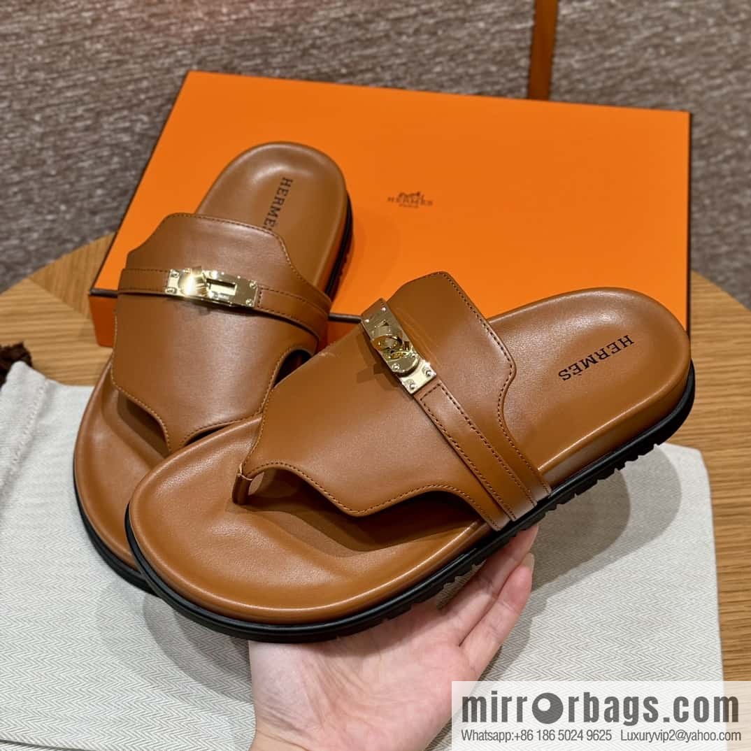 HERMES 258 Empire tow, calfskin/calfskin brown/brown