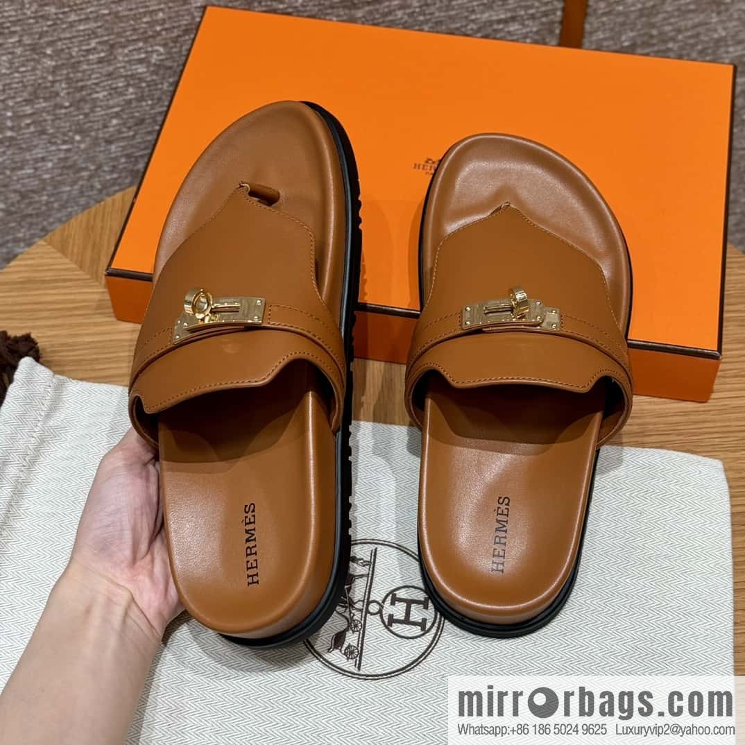 HERMES 258 Empire tow, calfskin/calfskin brown/brown